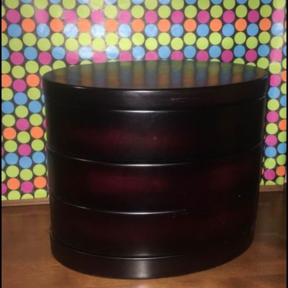 Heavy Wood Oval Mulit-level Jewelry Box-Like New - Picture 2 of 5